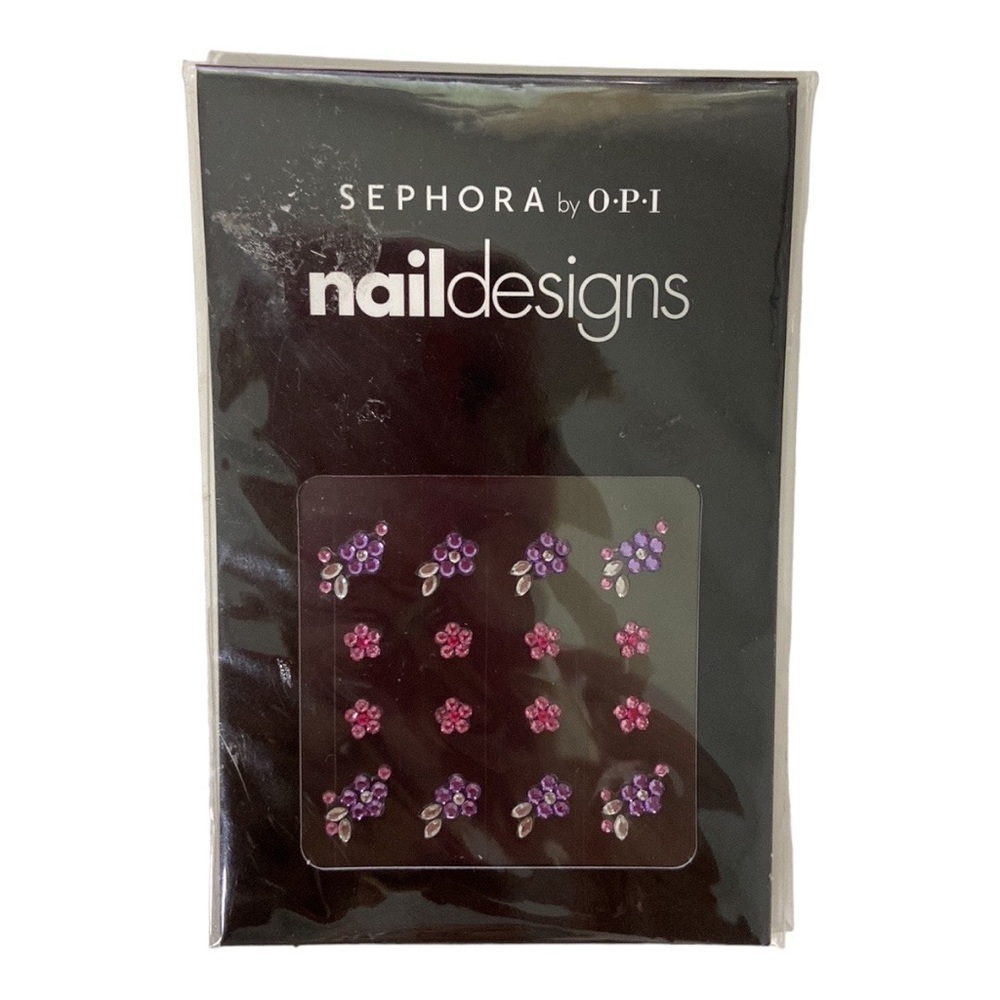 SEPHORA by OPI Pink Purple Floral Bling Nail Designs 16 Piece 1 Sheet Set NEW